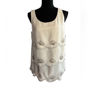 NWT LC Lauren Conrad Embellished‎ Cream Tank | Size M